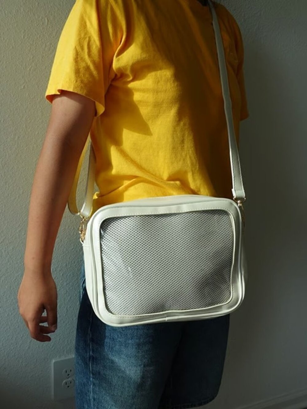 Pearl White Ita Bag Crossbody, Anime Pin Display Bag, Kawaii Y2K Purse, Itabag